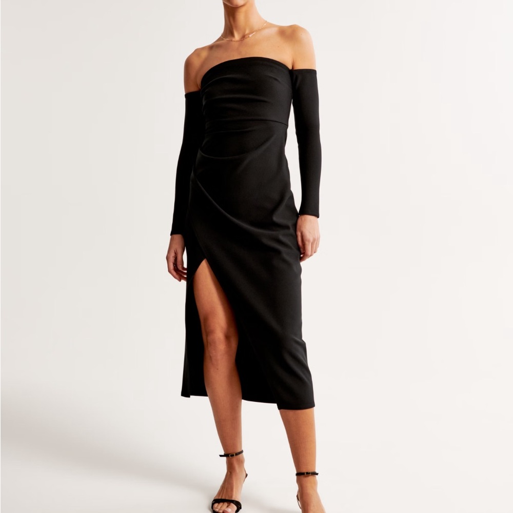 Long-Sleeve Off-the-Shoulder Midi Dress, new with tags